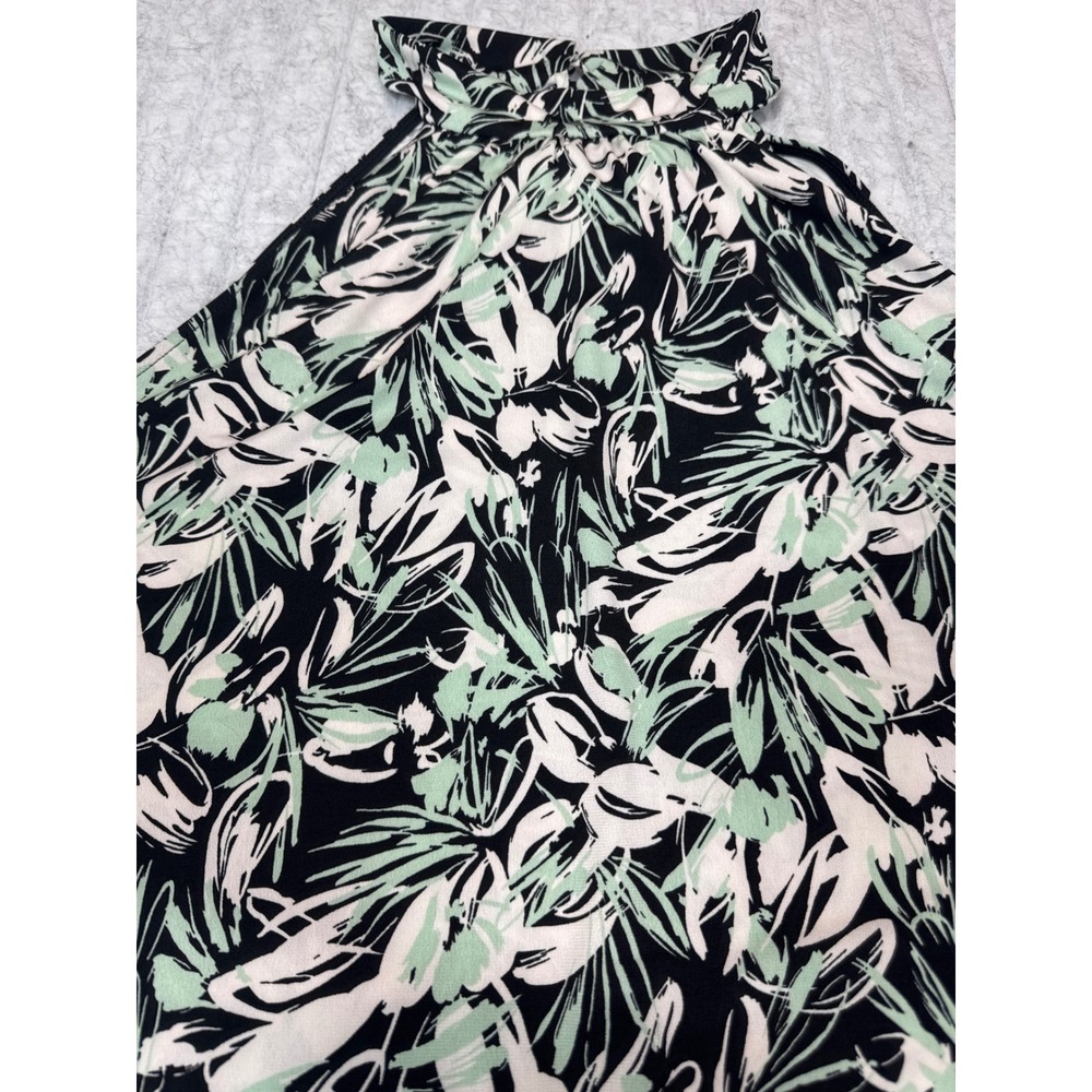 Kaileigh Khadija‎ Halter Knit Tank Top Black Mint Floral Plus Size 1X NWT